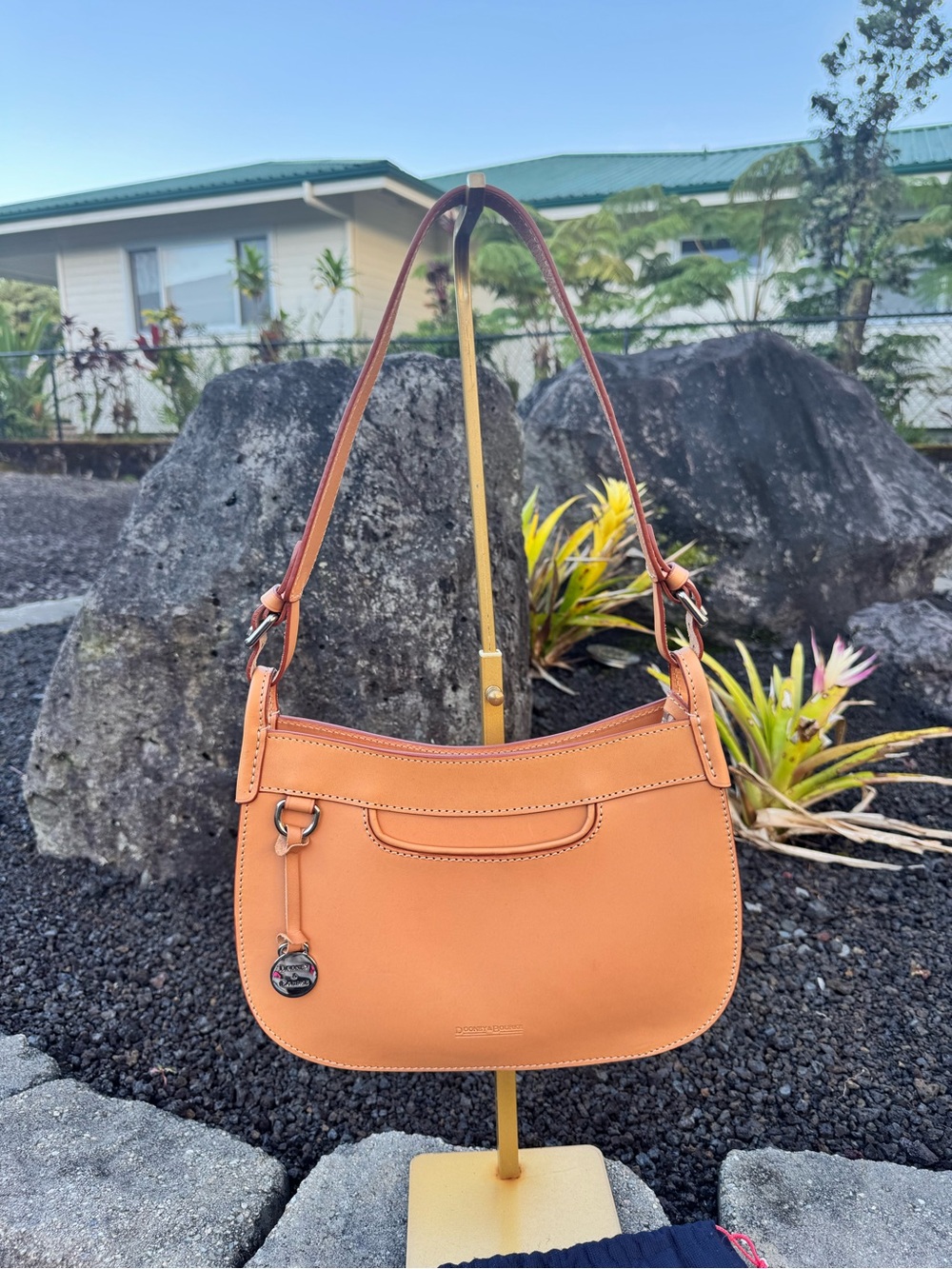 Dooney & Bourke Made in Italy Tan Leather Shoulder Bag 16122001 with Dust bag